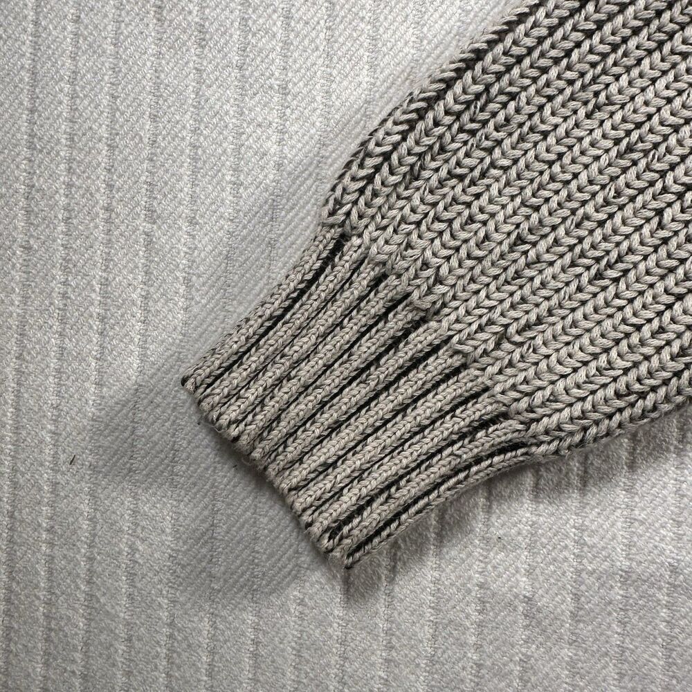 Bass Men’s Large Quarter Zip Pullover Sweater Beige Rib Knit - Picture 5 of 16